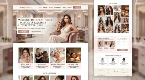 BeautyParlour – Premium Beauty Salon, Spa & Bridal Makeup HTML Template Fashion and Beauty website theme preview by ThemeBaz…