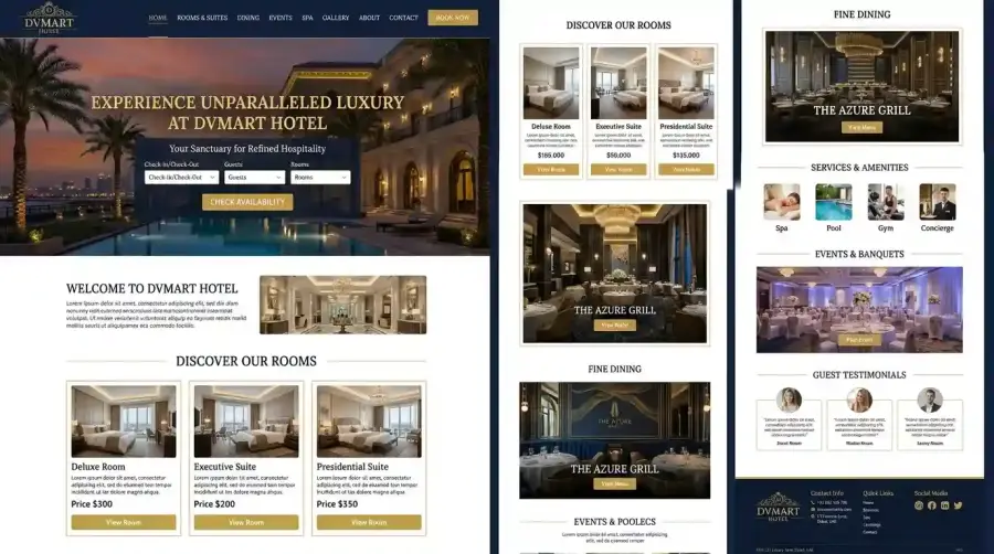 DVMart Hotel – Premium Hotel Booking, Resort & Banquet HTML Template main website theme preview by ThemeBazar