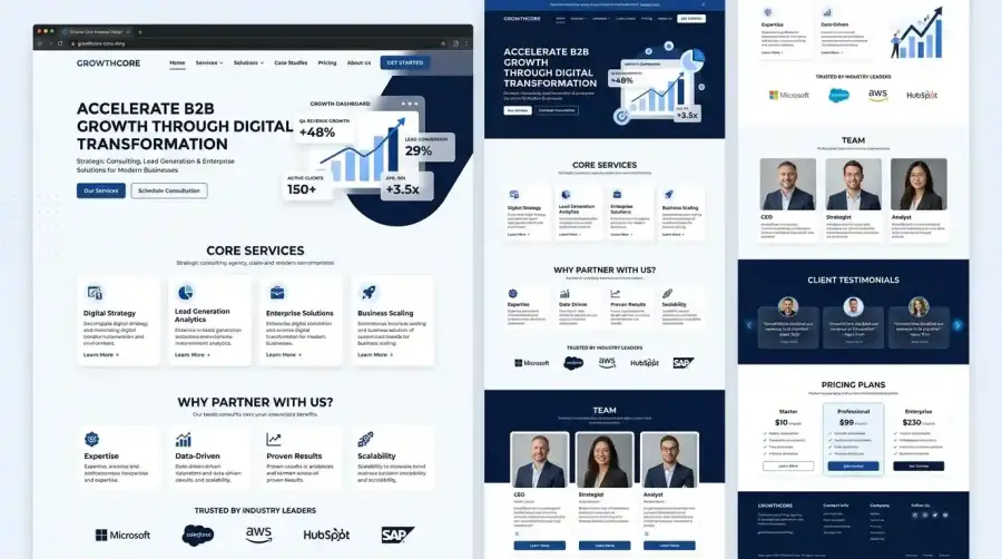 B2B Service Company – Business Consulting & Growth Agency HTML Template main website theme preview by ThemeBazar
