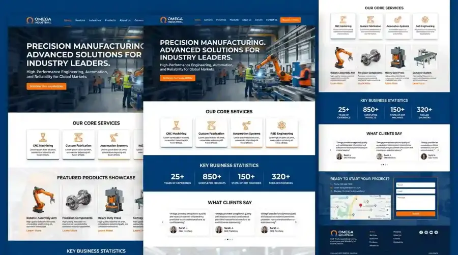 Industrial Manufacturing Business HTML Template main website theme preview by ThemeBazar