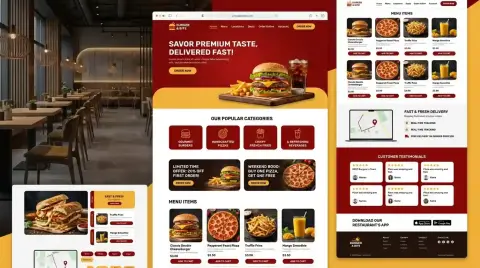 BurgerBite – Fast Food Restaurant Website Template related website theme preview by ThemeBazar