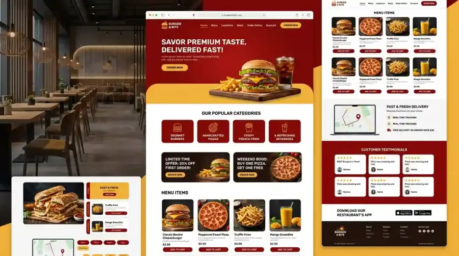 BurgerBite – Fast Food Restaurant Website Template main website theme preview by ThemeBazar