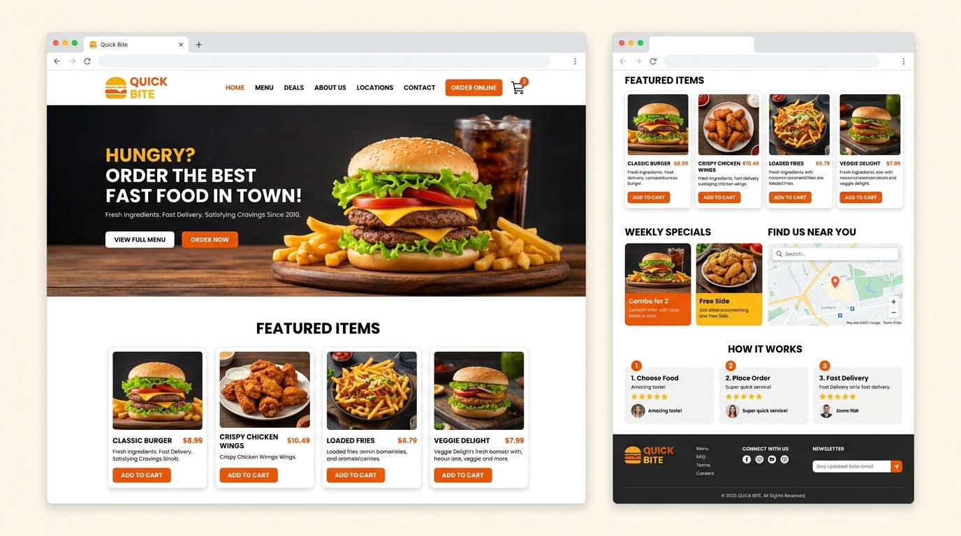 Fastfood Restaurant Template – Modern Responsive Food Website Design