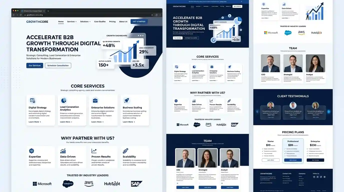 B2B Service Company – Business Consulting & Growth Agency HTML Template website theme preview by ThemeBazar