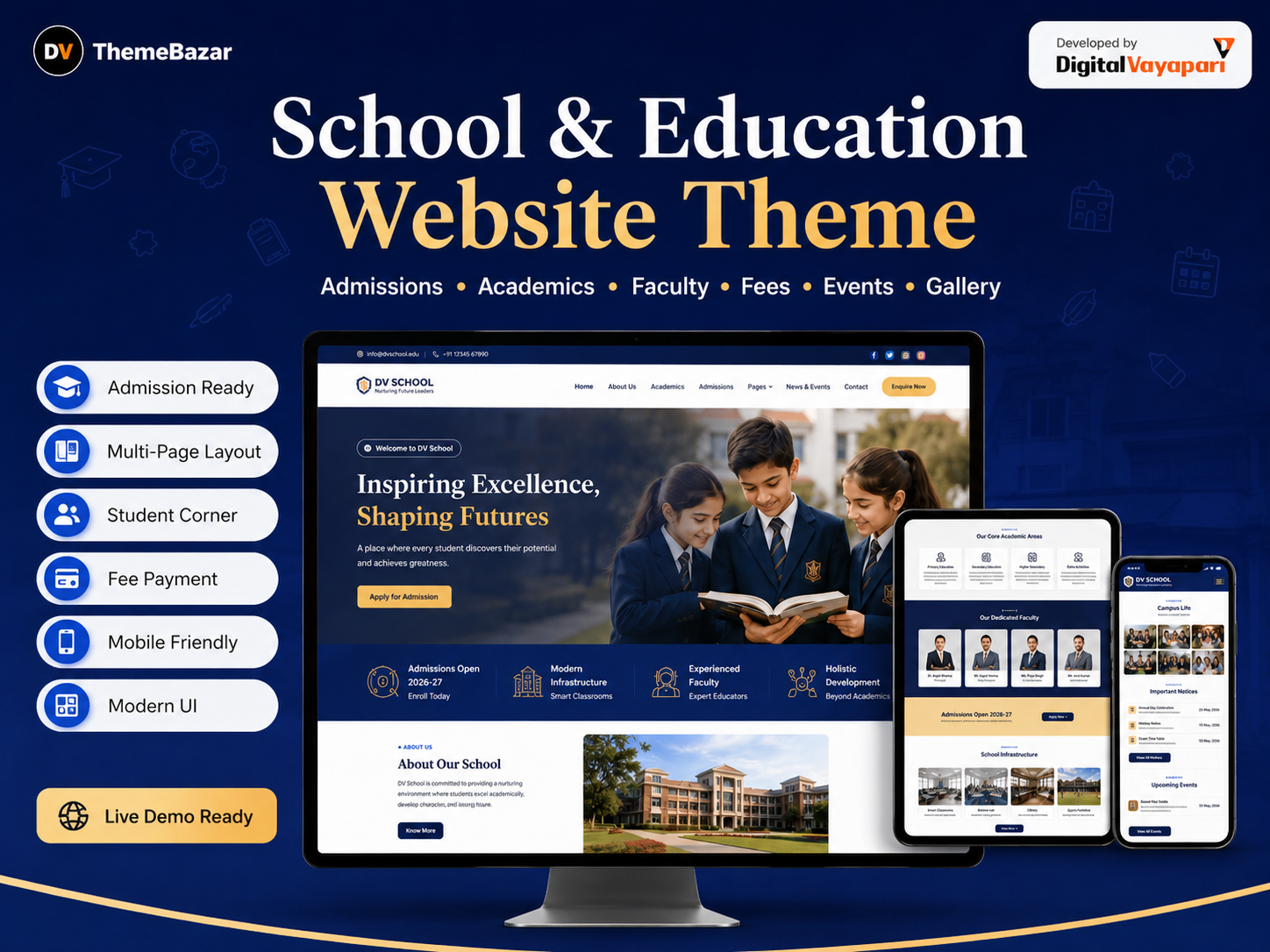 School & Education Website Themes featured website theme preview by ThemeBazar