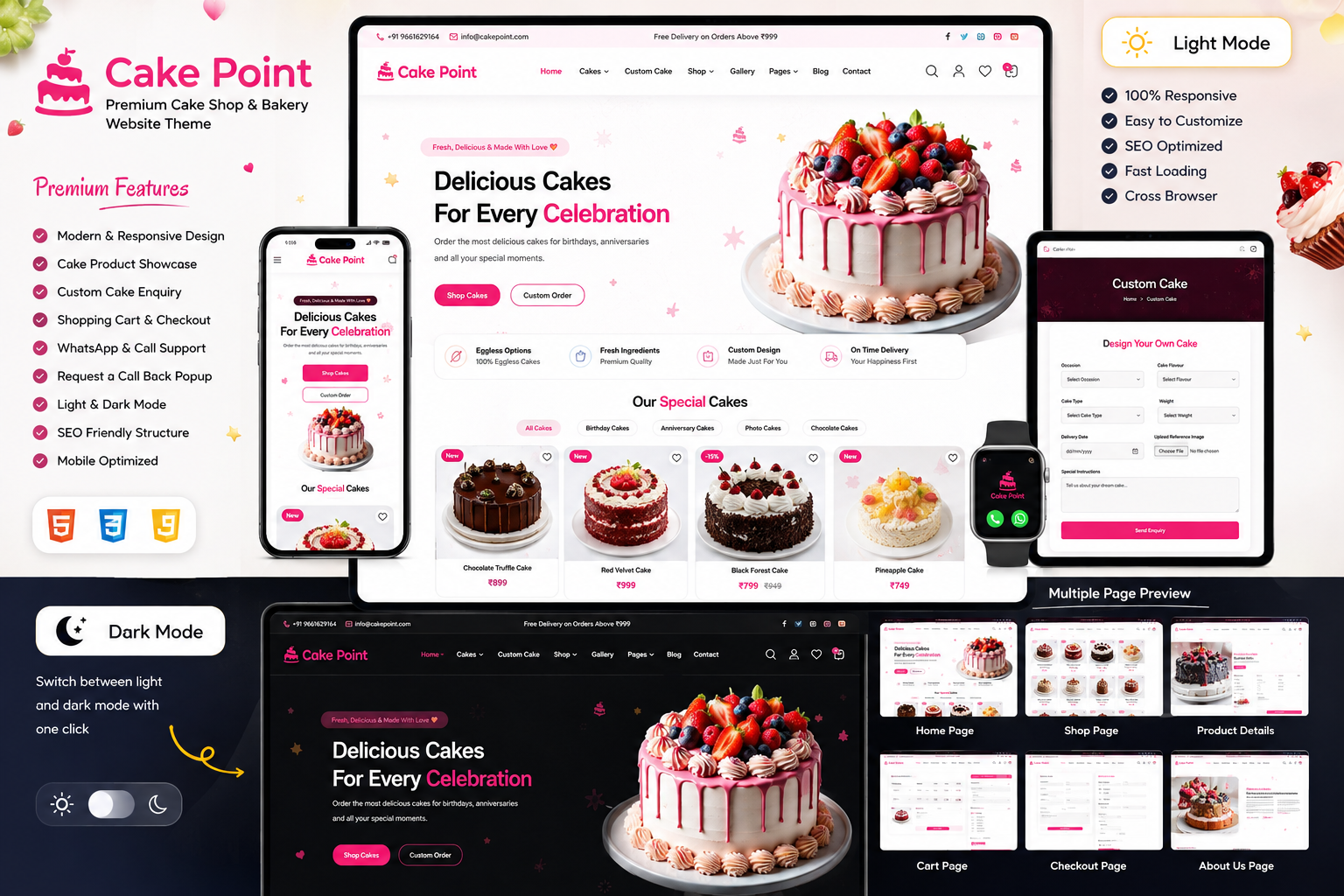 Cake Point – Premium Cake Shop & Bakery Website Theme featured website theme preview by ThemeBazar