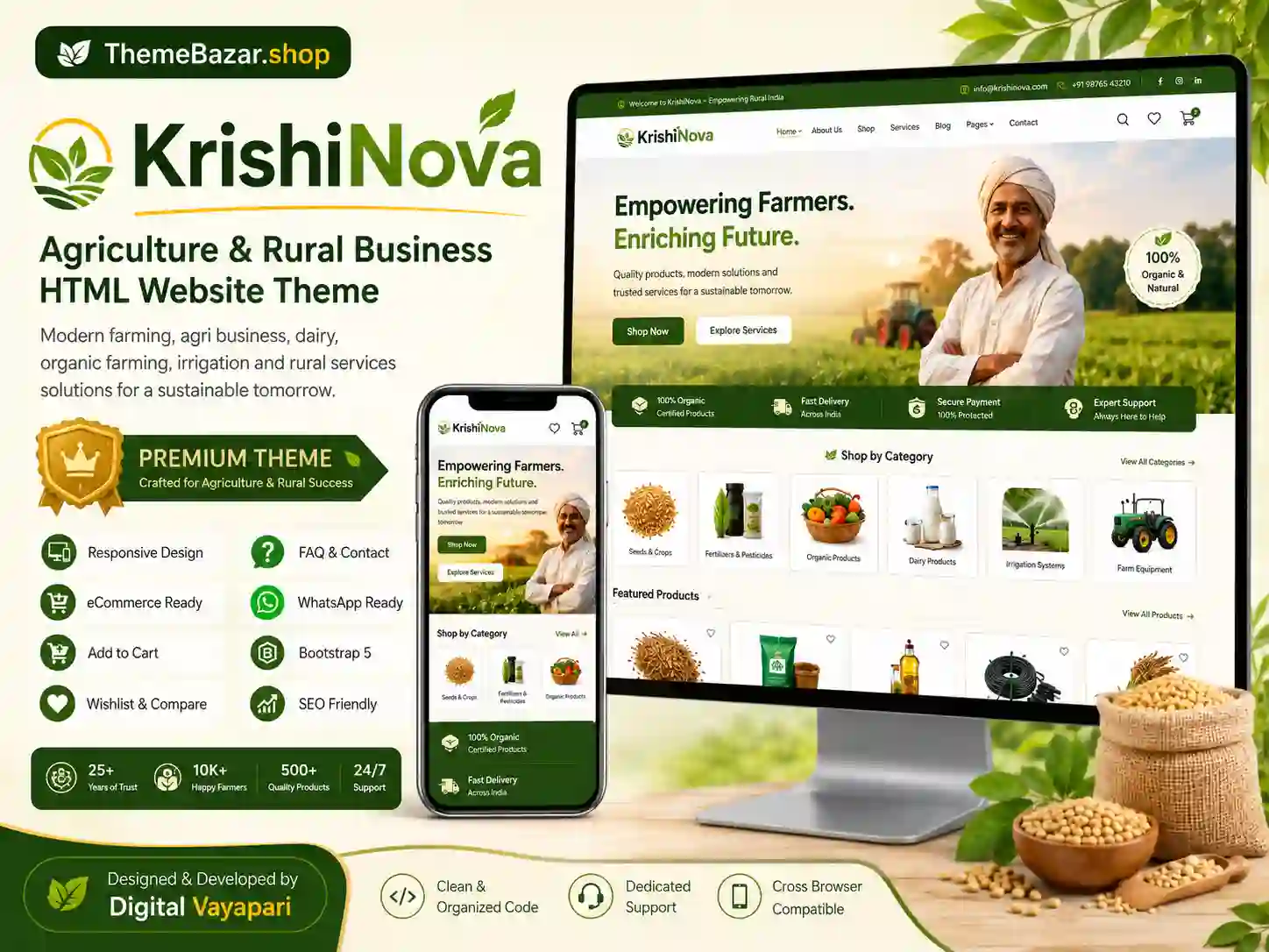 KrishiNova – Agriculture & Rural Business HTML Website Theme