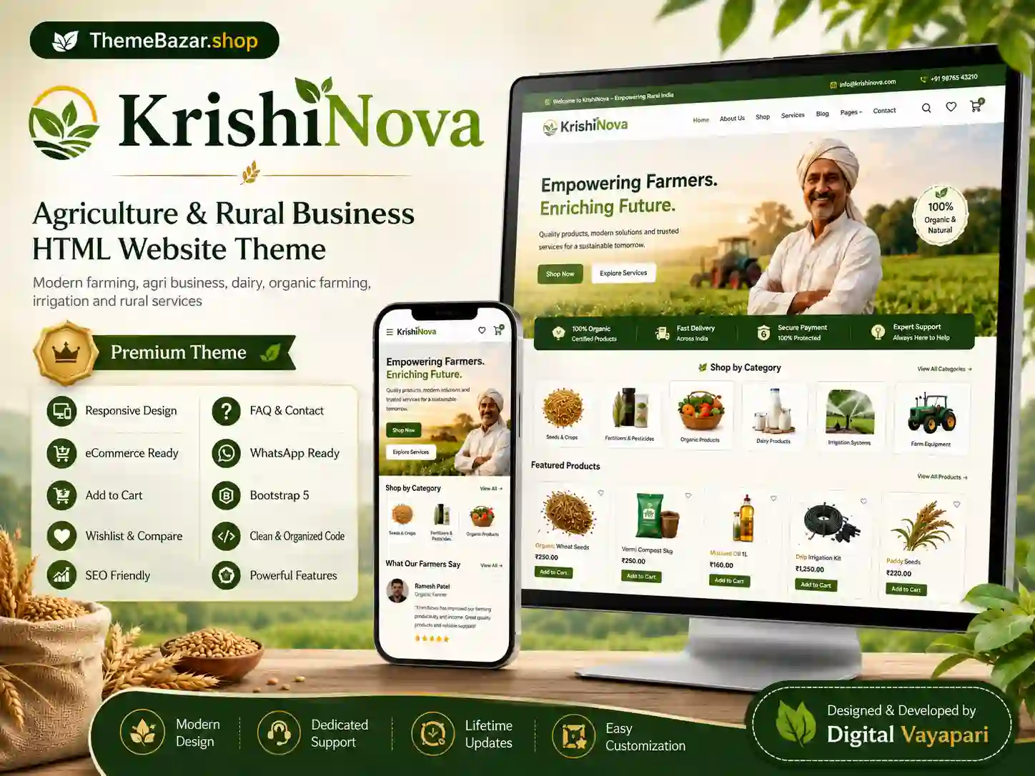 KrishiNova – Agriculture & Rural Business HTML Website Theme