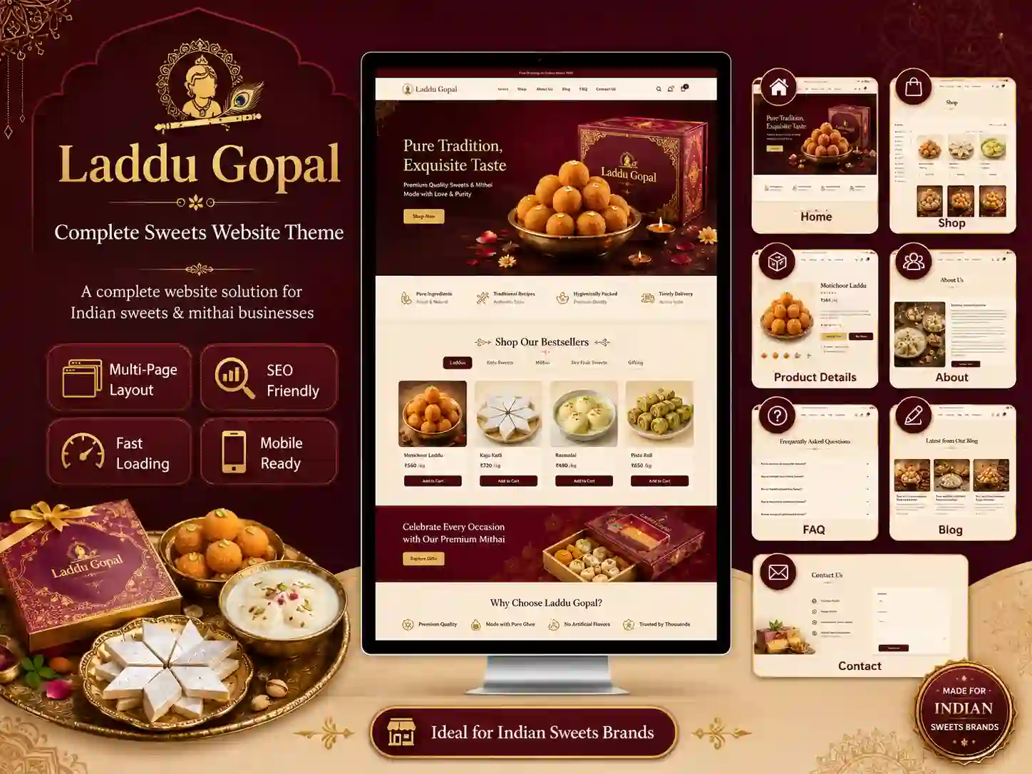 Laddu Gopal – Premium Sweets & Mithai Ecommerce HTML Theme