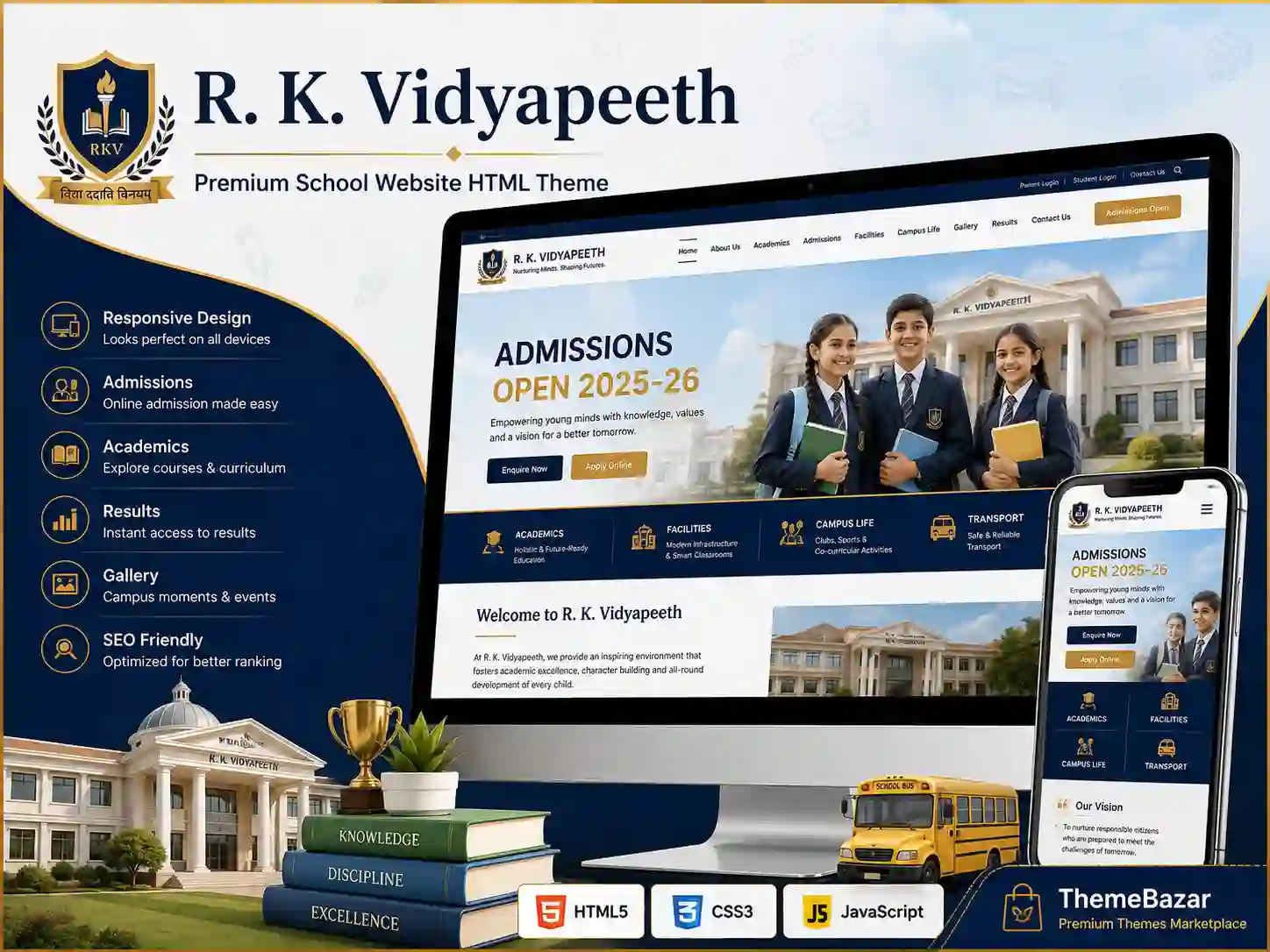 EduVista Pro – Modern School & Education HTML Theme main website theme preview by ThemeBazar