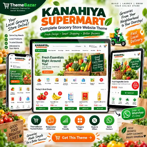 DV Supermart – Grocery & Supermarket Ecommerce HTML Theme related website theme preview by ThemeBazar