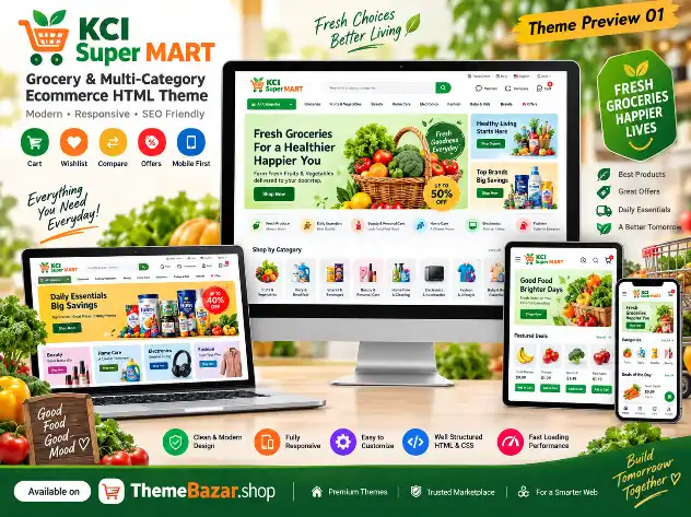 KCI Super MART – Grocery & Multi-Category Ecommerce HTML Theme