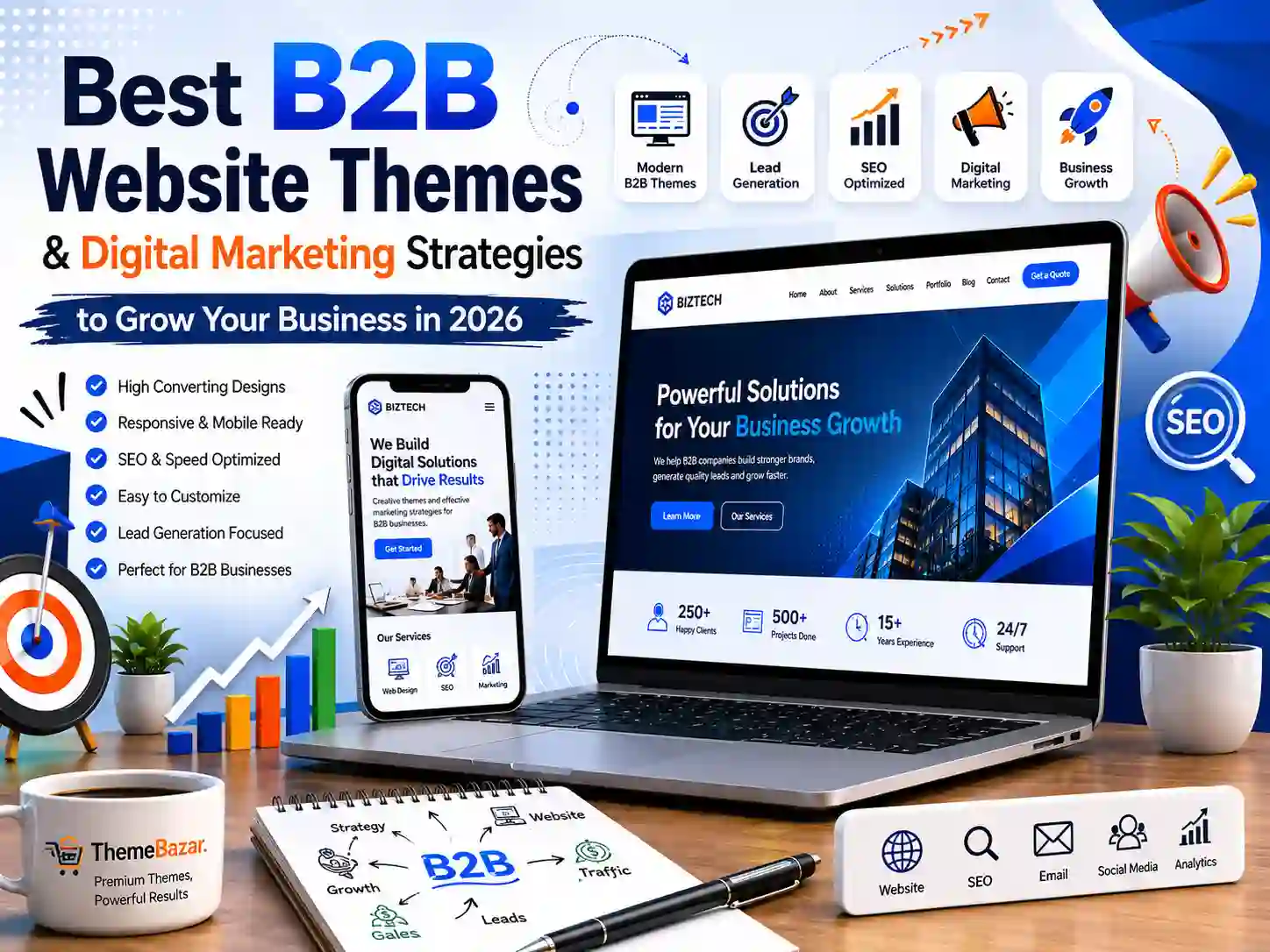 Best B2B Website Themes and Digital Marketing Strategies to Grow Your Business in 2026 blog article thumbnail by ThemeBazar
