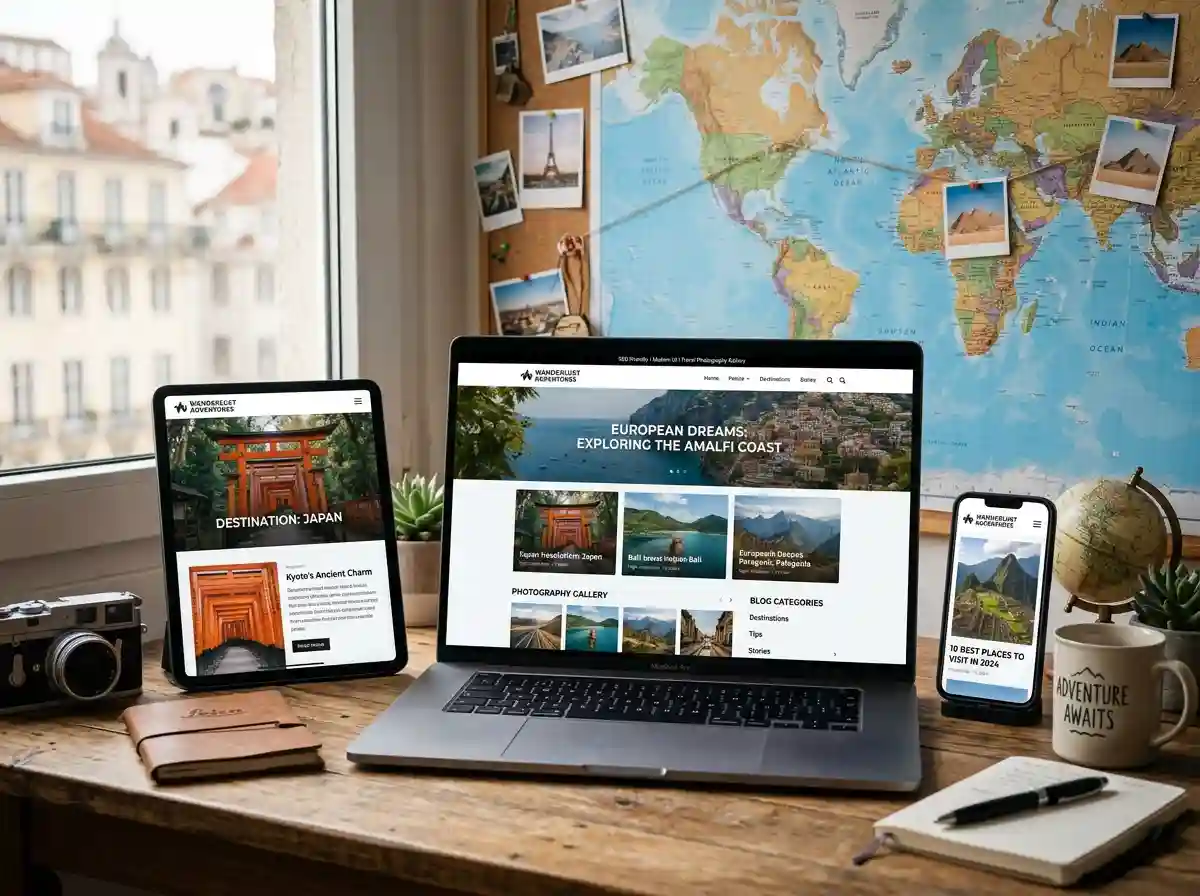 Best Themes for Travel Blogs blog article thumbnail by ThemeBazar