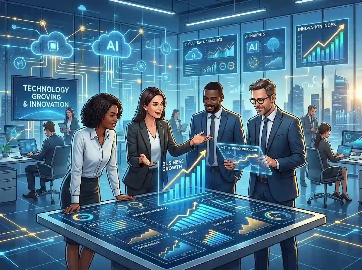 Role of Technology in Business Growth and Innovation blog article thumbnail by ThemeBazar
