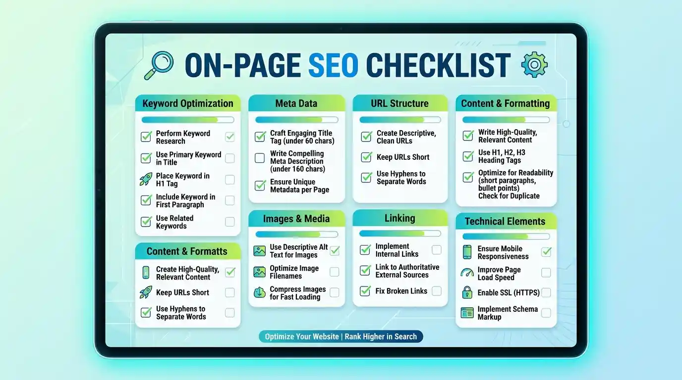 On-Page SEO Checklist: Complete Guide to Improve Website Rankings blog article thumbnail by ThemeBazar
