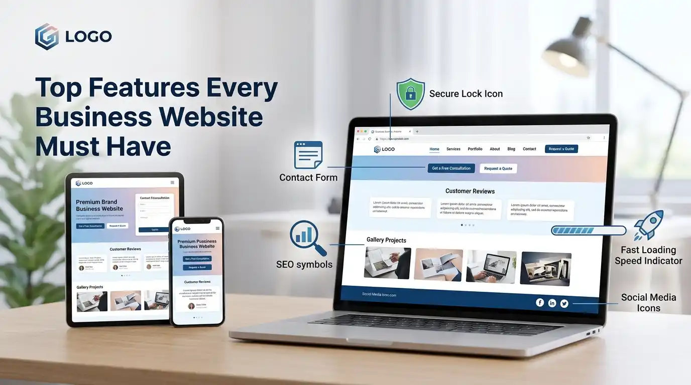 Top Features Every Business Website Must Have blog article thumbnail by ThemeBazar