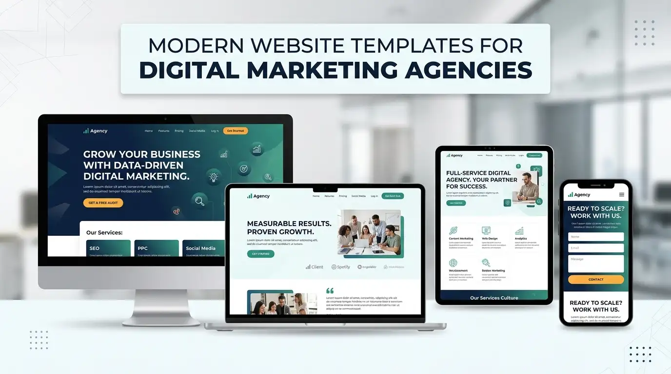 Website Templates for Digital Marketing Agencies blog article thumbnail by ThemeBazar