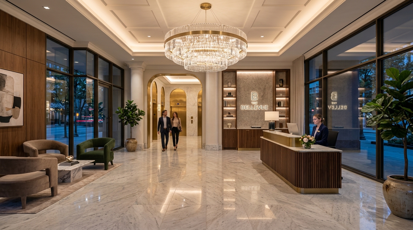Luxury apartment lobby
