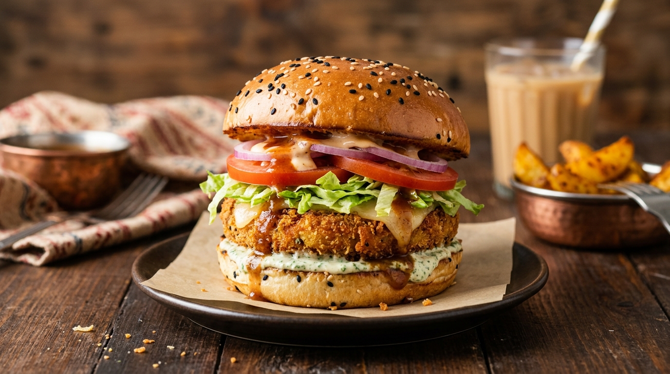 Spiced Veg Aloo Burger vegetarian option