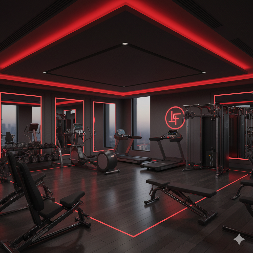 Modern gym interior with premium workout machines