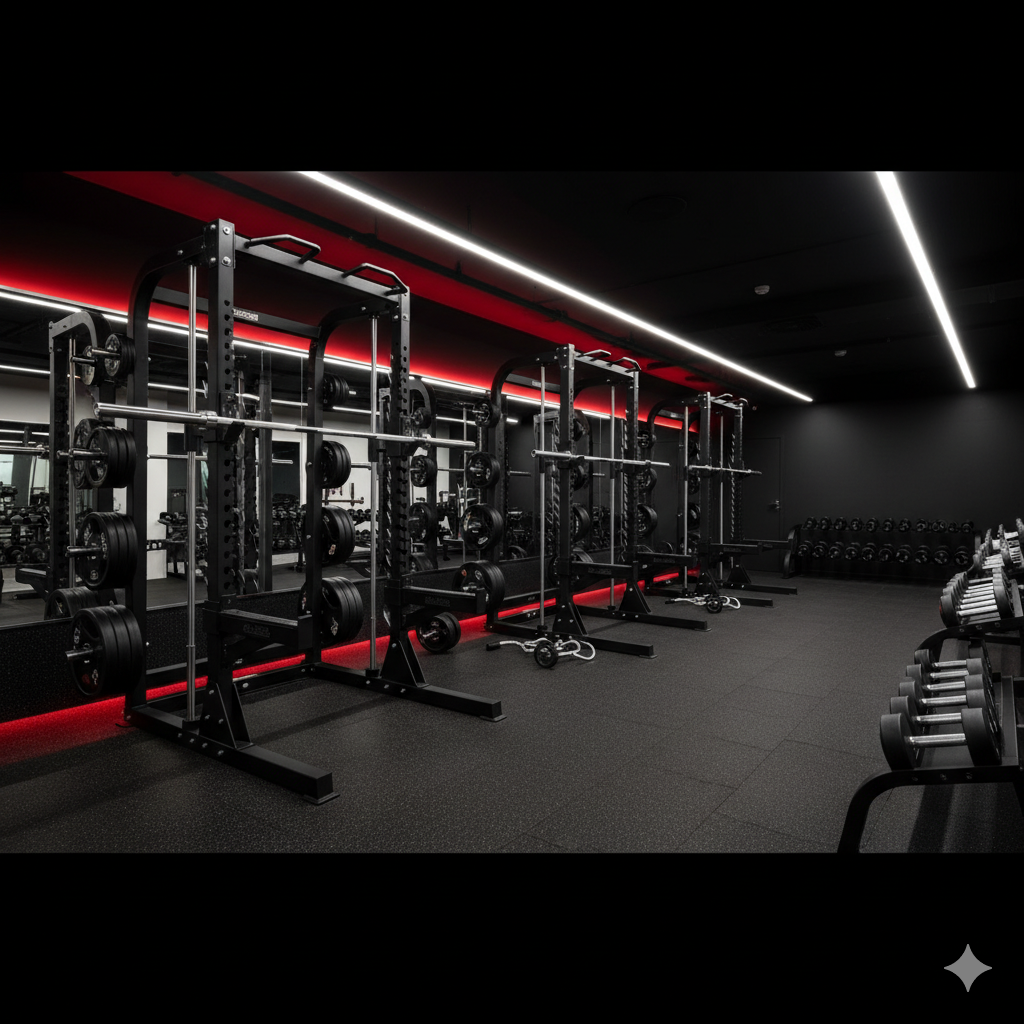Strength training area inside premium fitness center