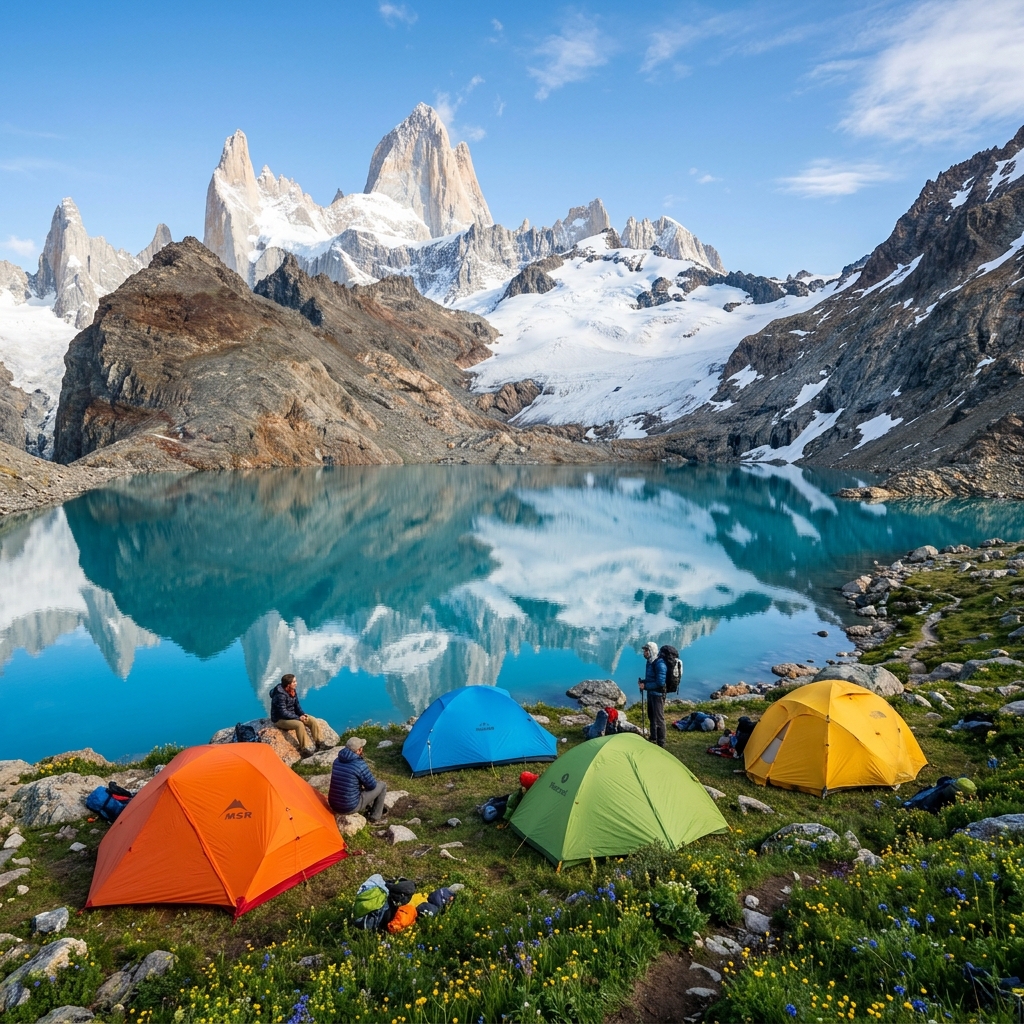 Deep turquoise alpine lake under peak